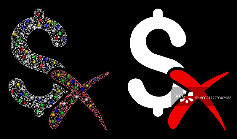 带闪光点的网格拒绝货币2.5D图标图片素材