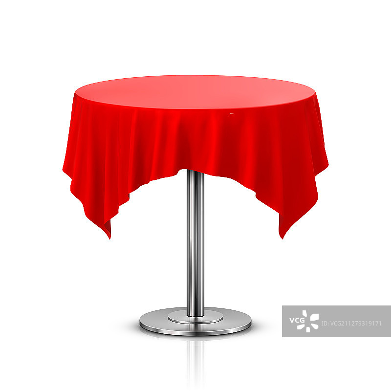 铺有桌布的空圆桌图片素材