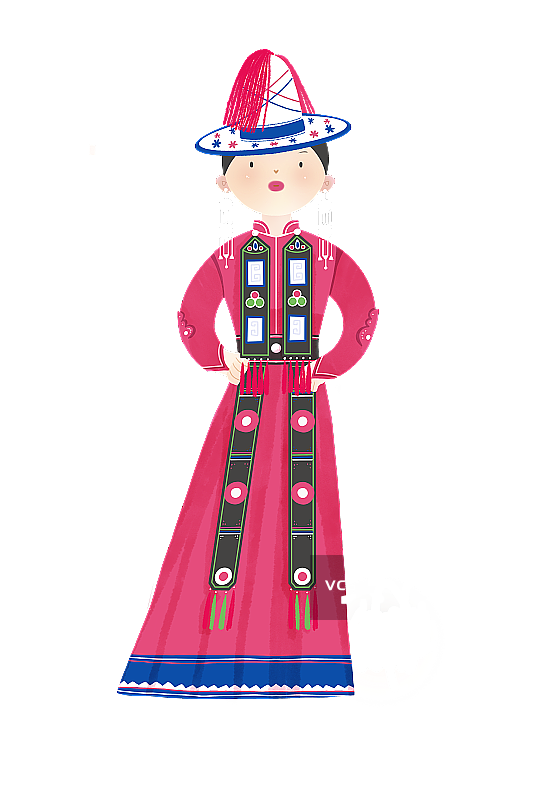 中国传统文化少数民族裕固族服饰插画图片素材