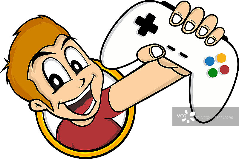 男人手持游戏机操纵杆控制器标志图片素材