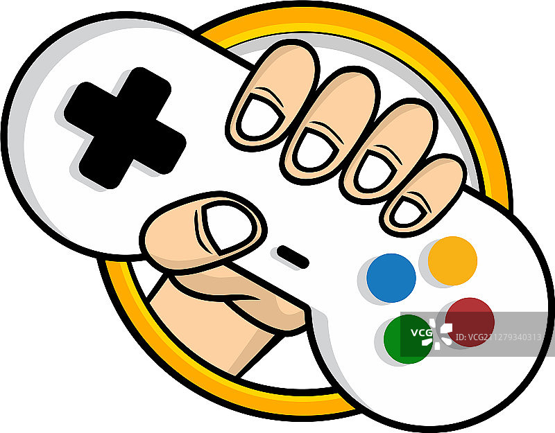 男人手持游戏机操纵杆控制器标志图片素材