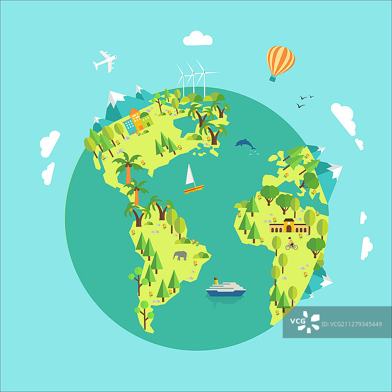 低碳环保自然地球矢量插画图片素材