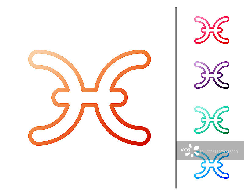 红色线条双鱼座星座图标图片素材
