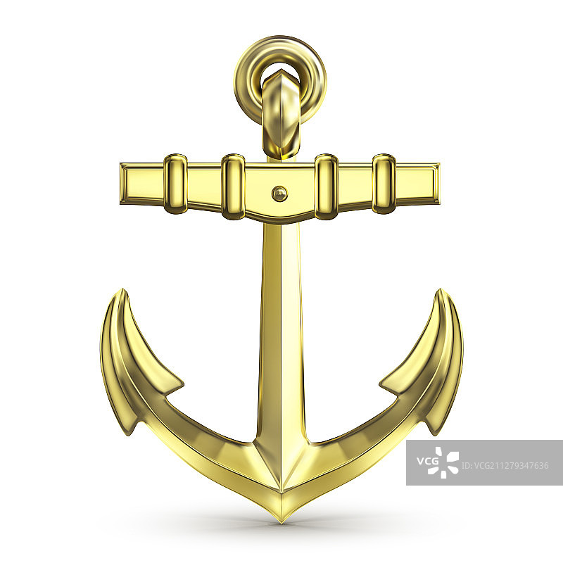 白色背景上的金色锚图片素材