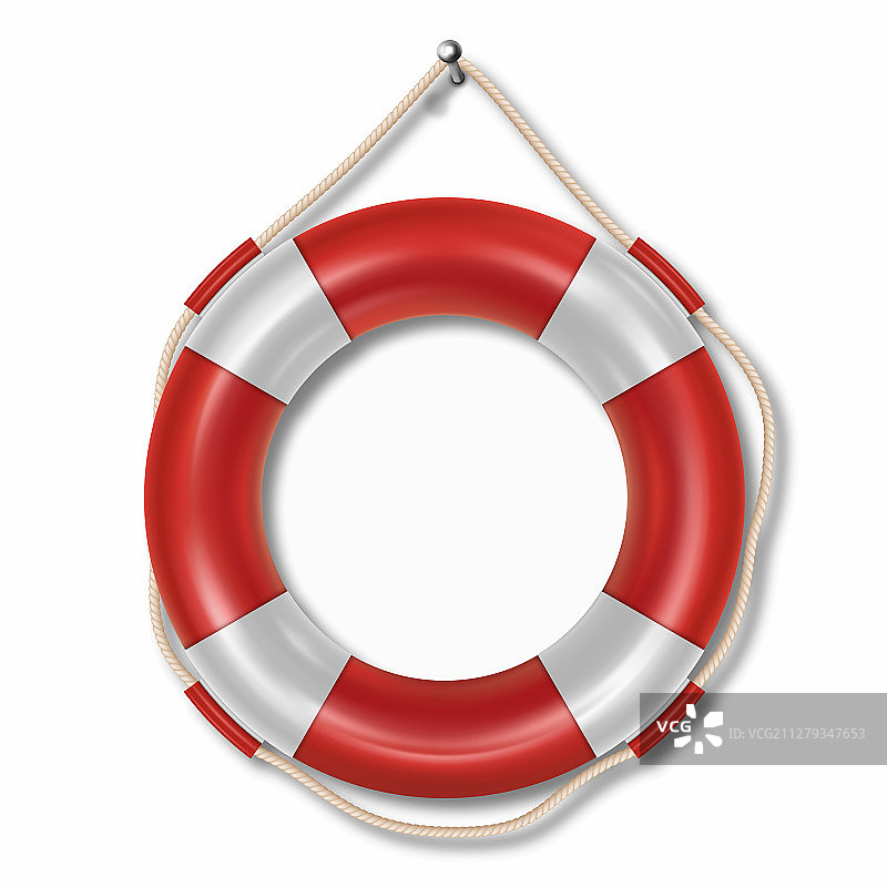 白色背景上的红色救生圈图片素材