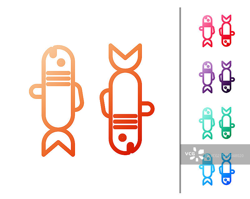 红色线条双鱼座星座图标图片素材