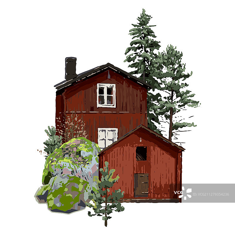 传统斯堪的纳维亚木屋图片素材