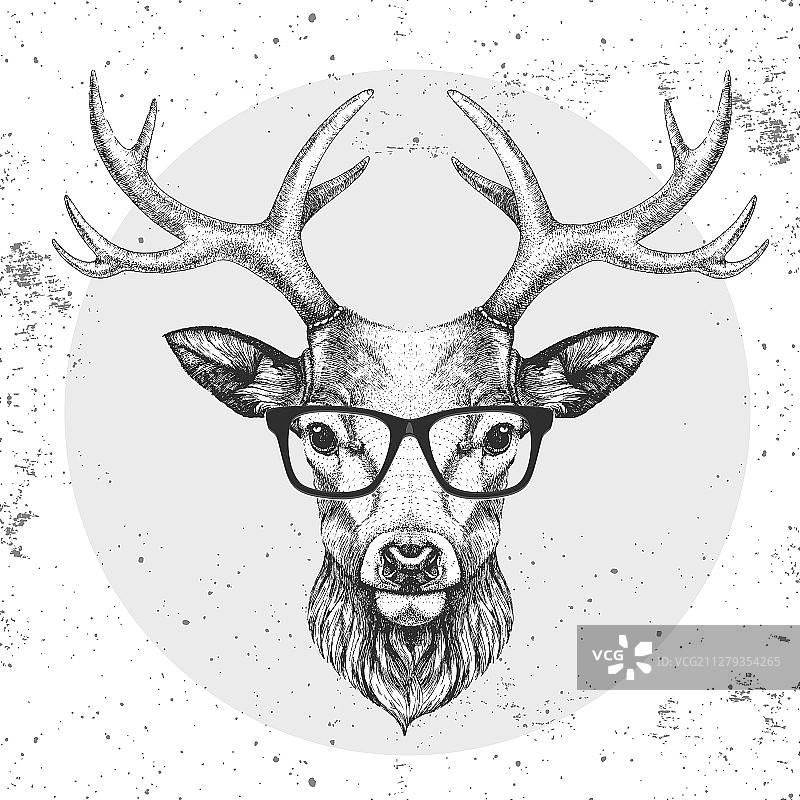 潮兽鹿手画口吻图片素材