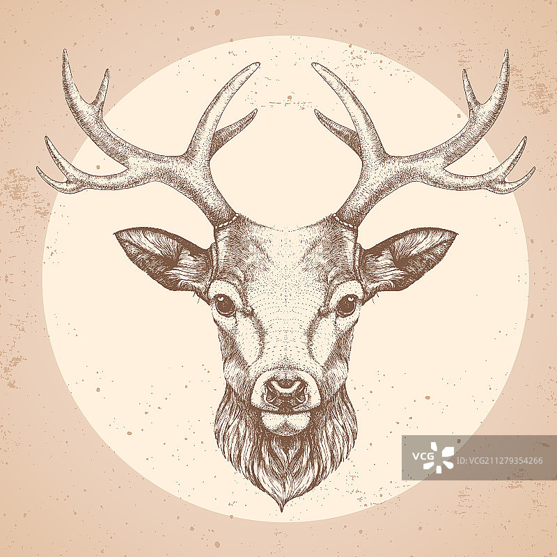 潮兽鹿手画口吻图片素材