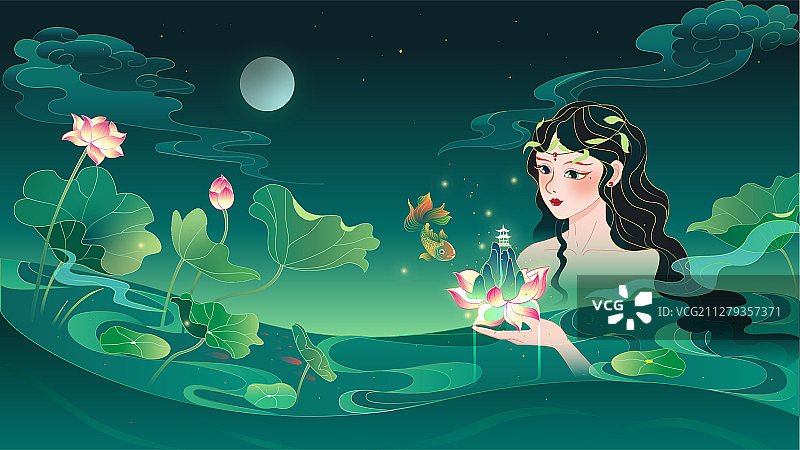 夏日女神插画图片素材