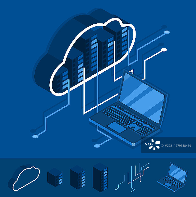 2.5D现代云技术和网络图片素材