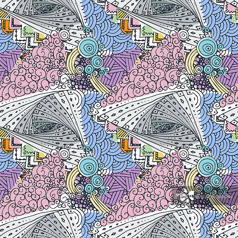 具有海洋元素的抽象无缝东方图案图片素材