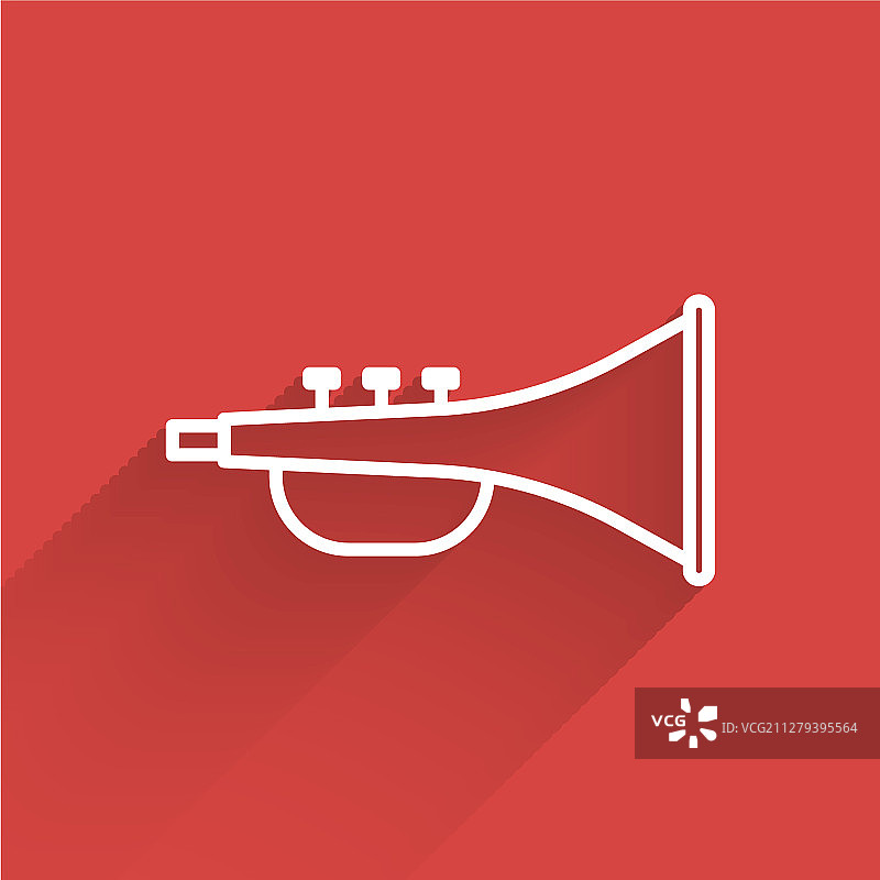 白色线条乐器小号图标图片素材