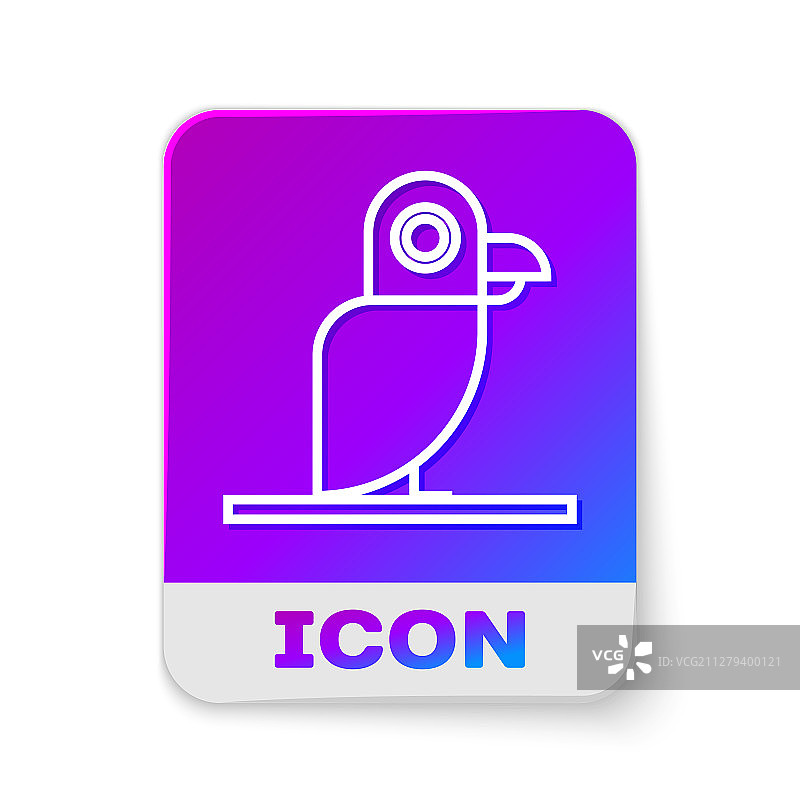 白色背景上的海盗鹦鹉白色线性图标图片素材