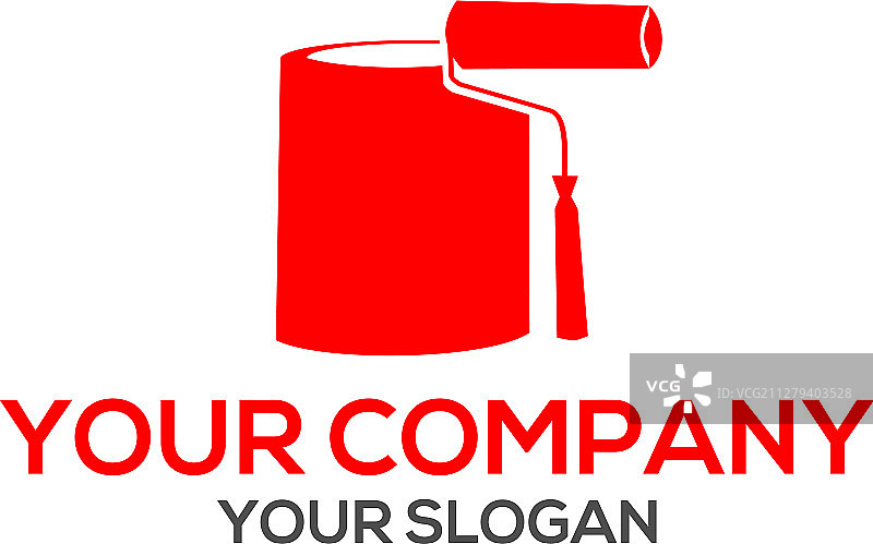 带有油漆滚筒标志设计的油漆罐图片素材