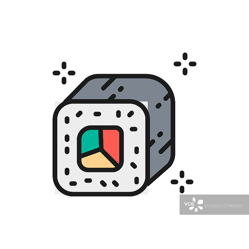 费城卷寿司日式料理扁平风格图片素材