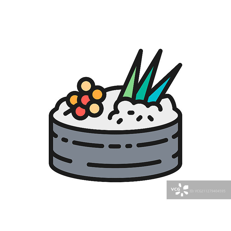 鲑鱼籽军舰寿司日式料理扁平风格图片素材