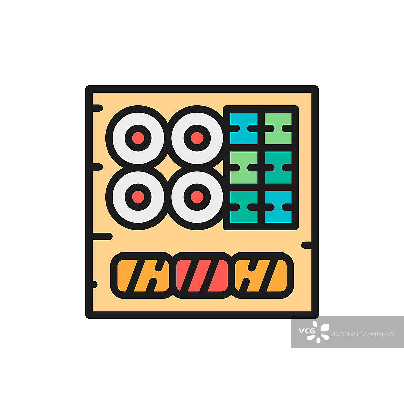 日式寿司套餐扁平线条图片素材