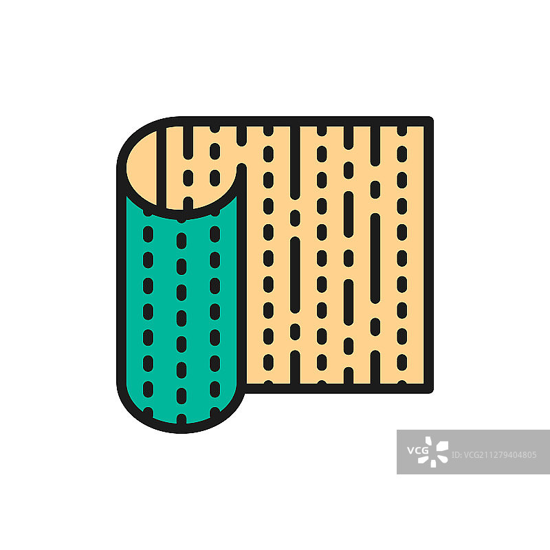 竹制寿司垫扁平彩色线条图标图片素材