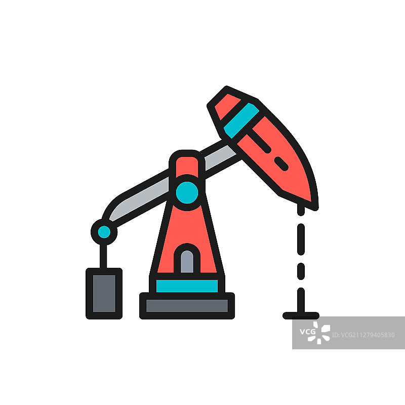石油钻井平台抽油机工业设备扁平风格图片素材
