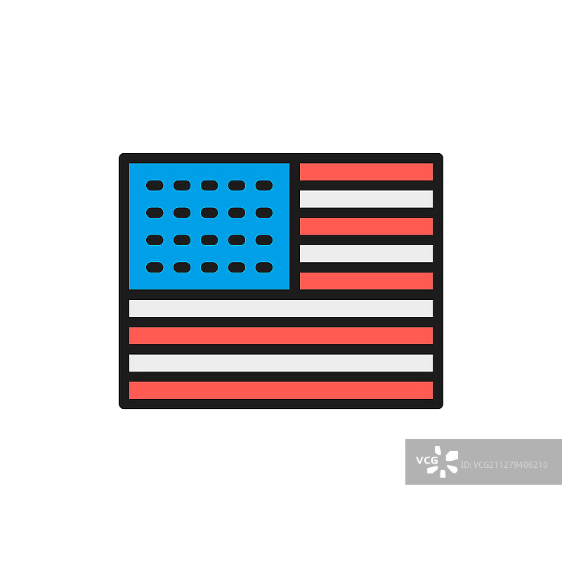 美国国旗扁平颜色图片素材