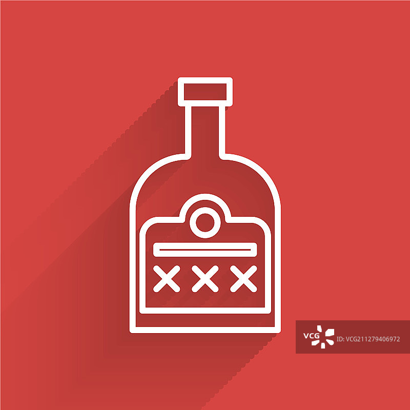 白色线条酒精饮料朗姆酒瓶图标图片素材