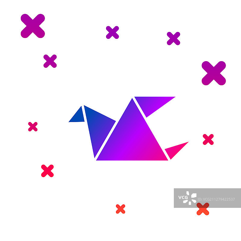 白色背景上的彩色折纸鸟图标图片素材