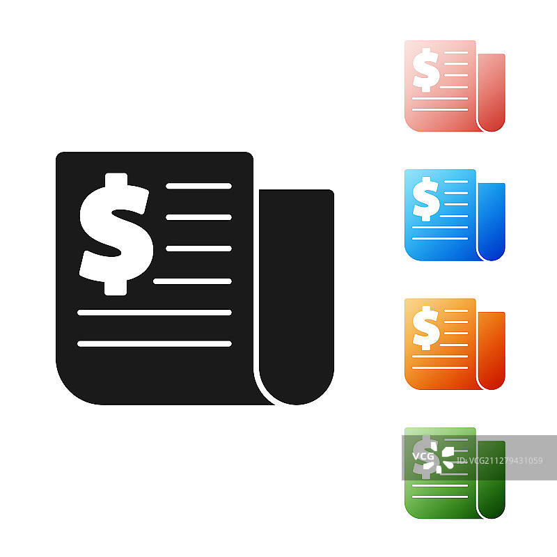 白色背景上的黑色财经新闻图标图片素材