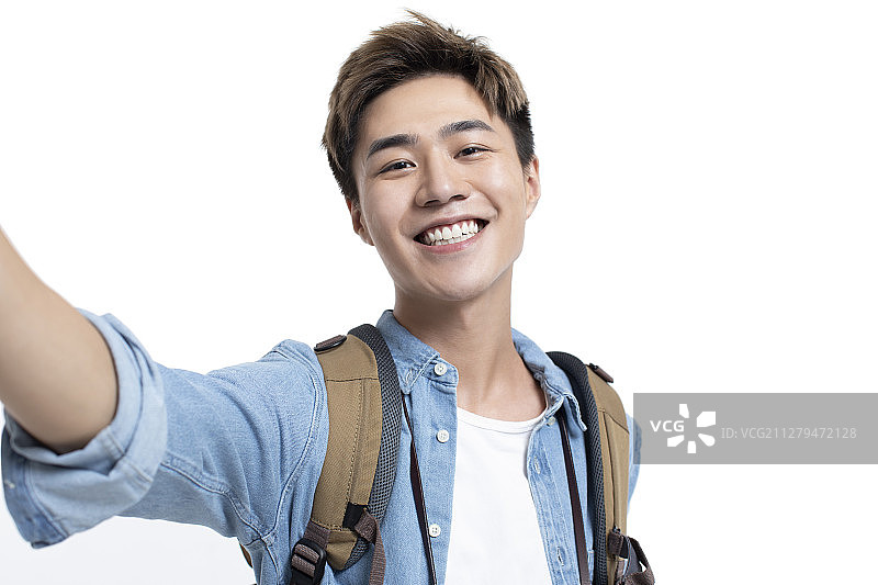 年轻的大学生自拍图片素材