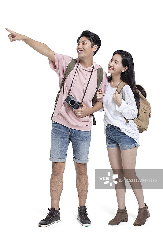 快乐的年轻情侣一起旅游图片素材