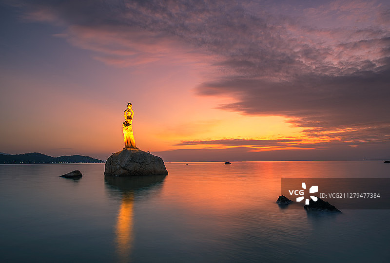 珠海渔女日出图片素材