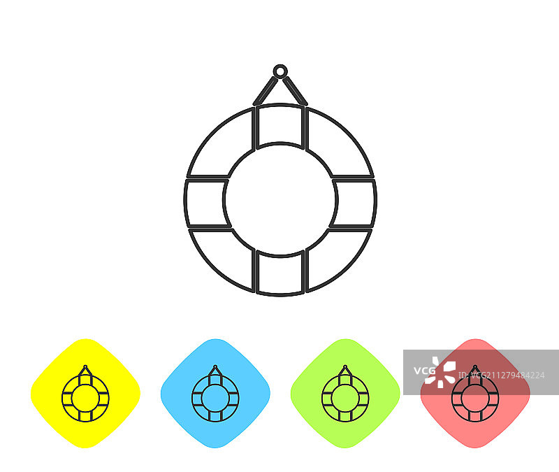 灰色线条救生圈图标白色背景图片素材