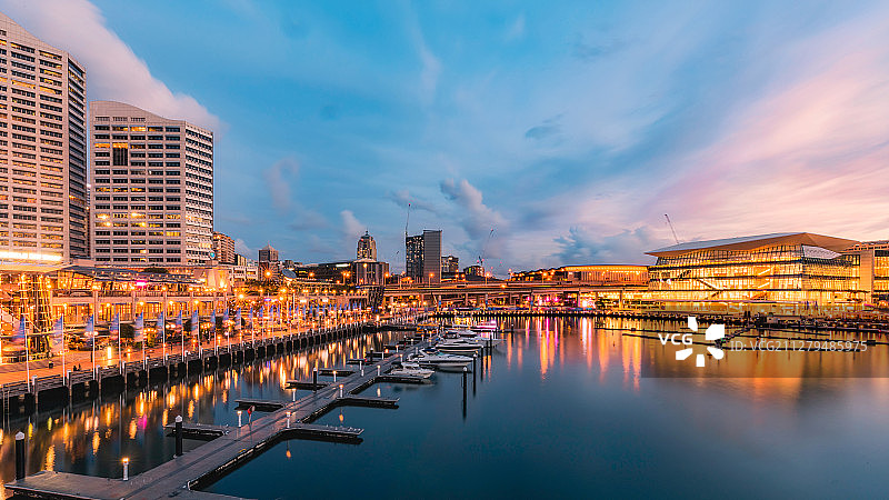 悉尼达令港夜景图片素材