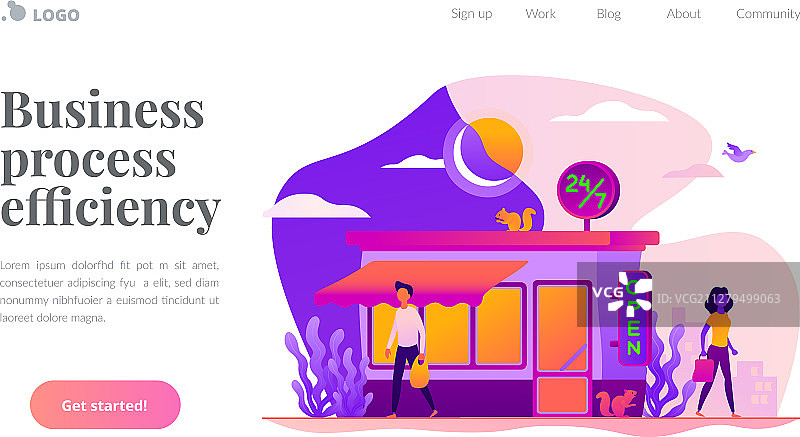 24/7服务着陆页模板图片素材