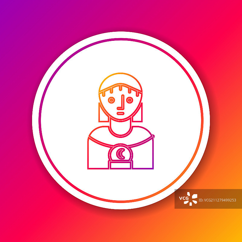 彩色背景上的彩色线条占星女性图标图片素材