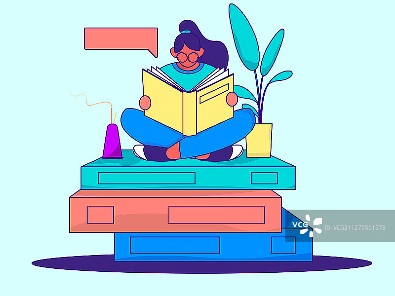 认真阅读的女孩图片素材