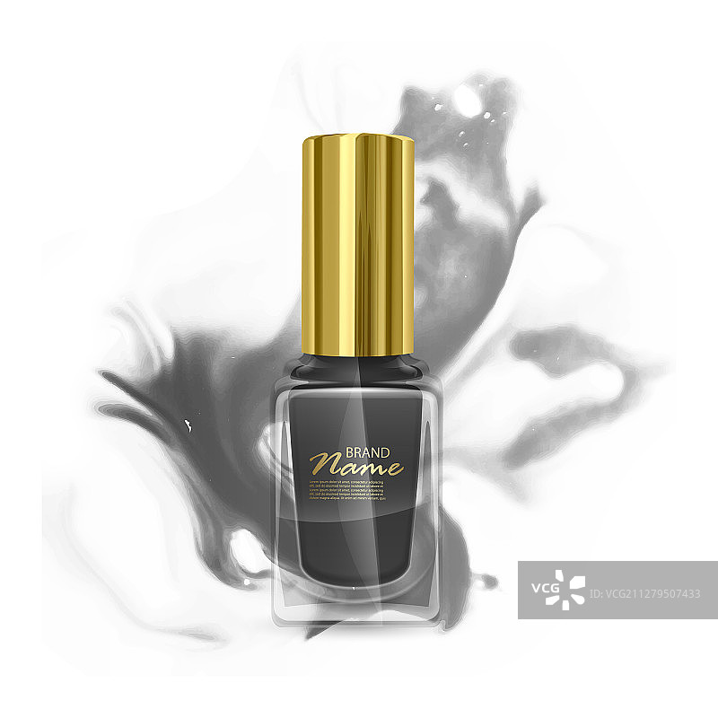 透明瓶中的逼真黑色指甲油图片素材
