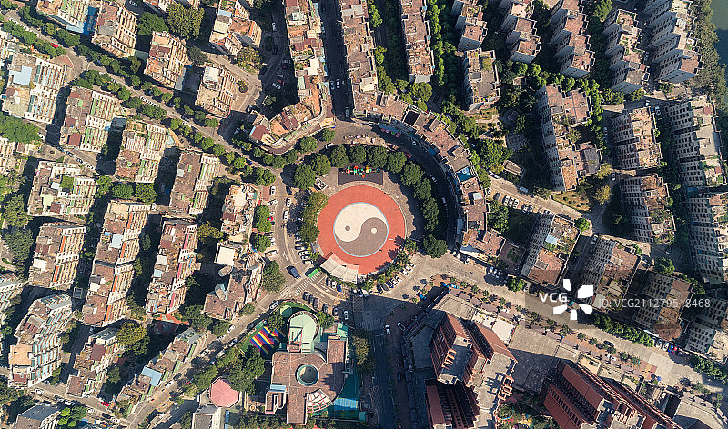 中山八卦城空中航拍图片素材