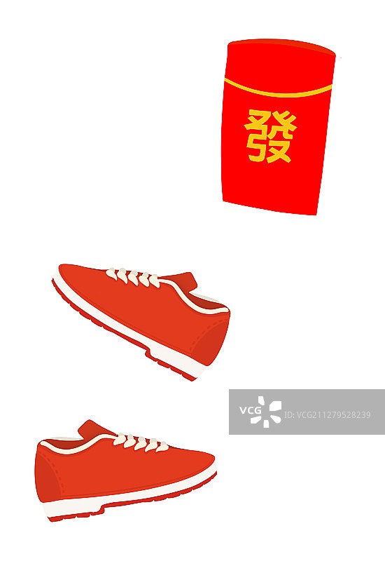 新年元素红包红色鞋子喜庆吉祥图片素材