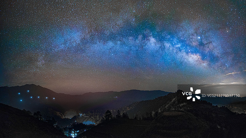 龙脊银拱桥加七星连珠北斗七星图片素材