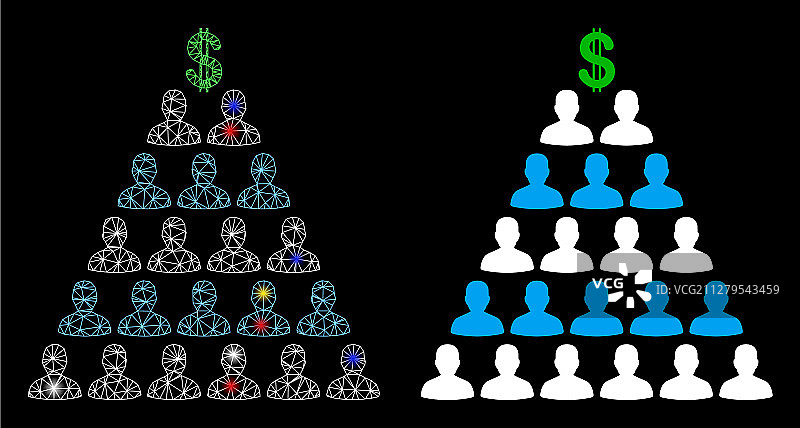 明亮网状线框庞氏骗局金字塔计划图标图片素材