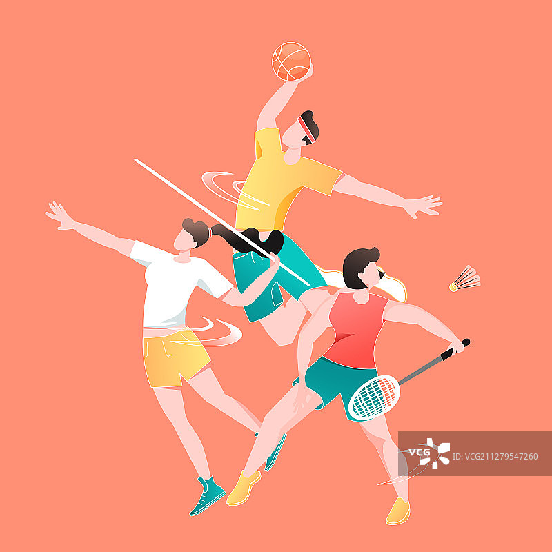 五四青年节飘带红旗运动健儿夺冠国庆节矢量插画图片素材