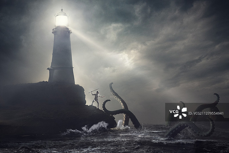 海怪与灯塔图片素材