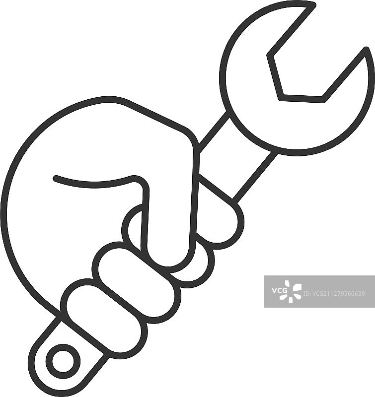 手持扳手线性图标图片素材