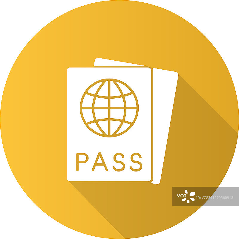 国际护照扁平设计长阴影图片素材