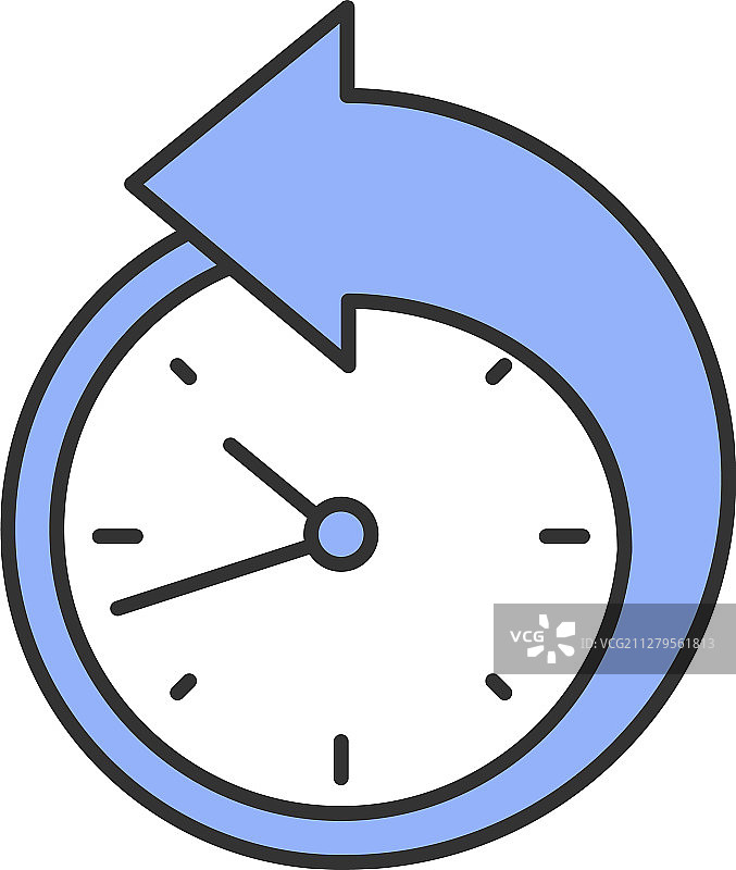 时钟颜色图标上的后退箭头图片素材