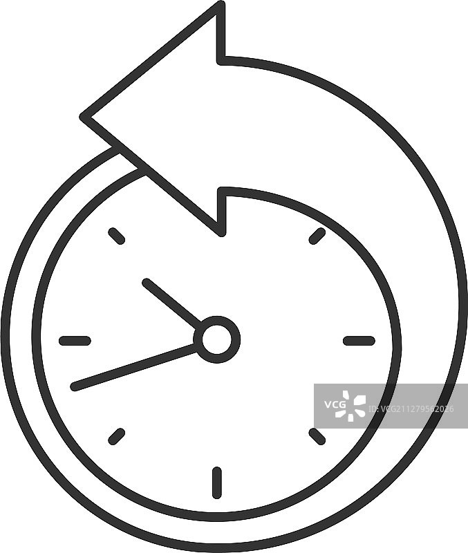 时钟线性图标周围的后退箭头图片素材