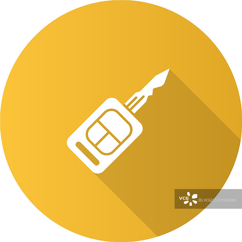 扁平设计的车钥匙长阴影图标图片素材