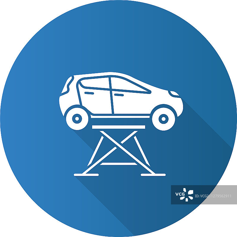 汽车升降机扁平设计长阴影标志图片素材