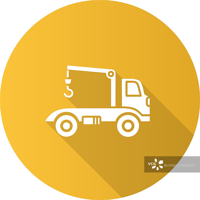 拖车扁平设计长阴影标志图标图片素材